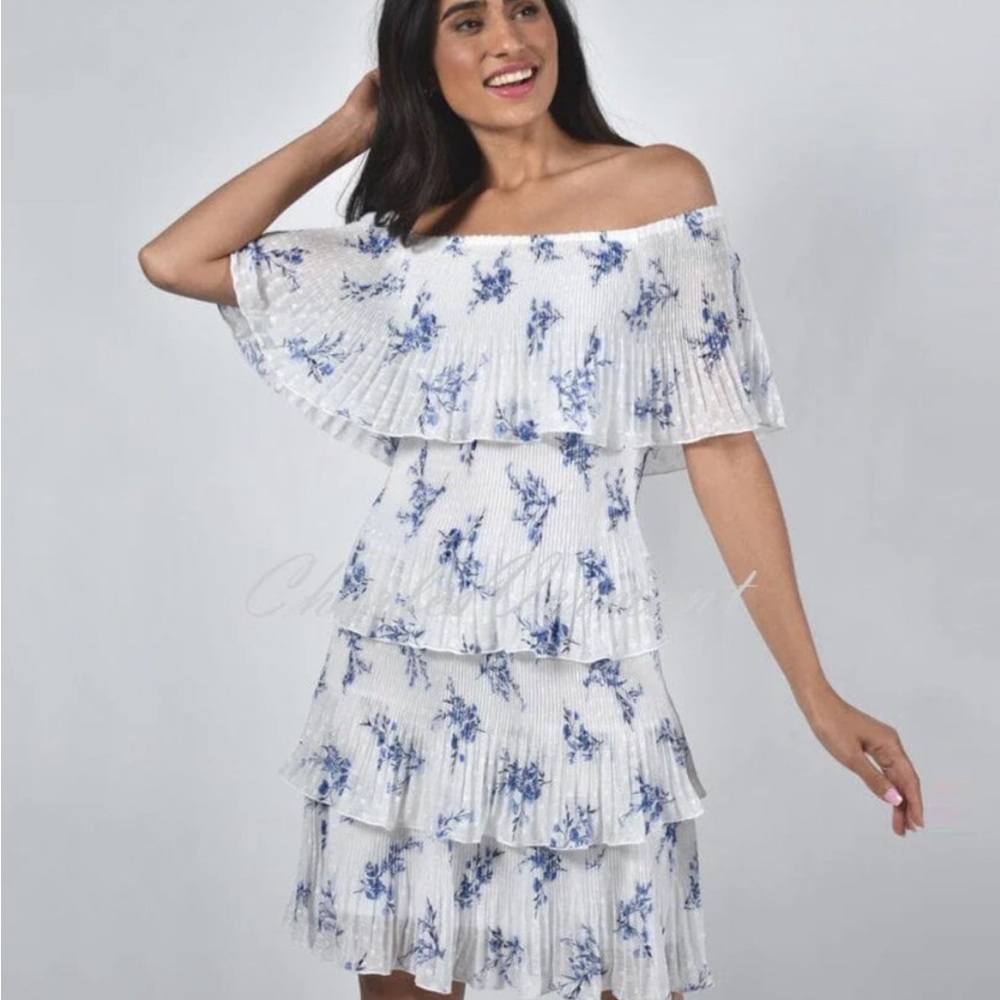 Frank Lyman Design Strapless Blue Floral Dress